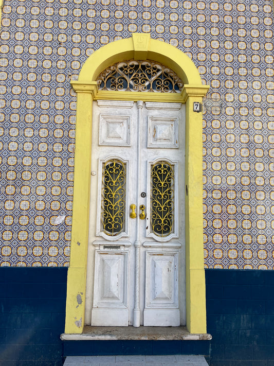 White door with tile