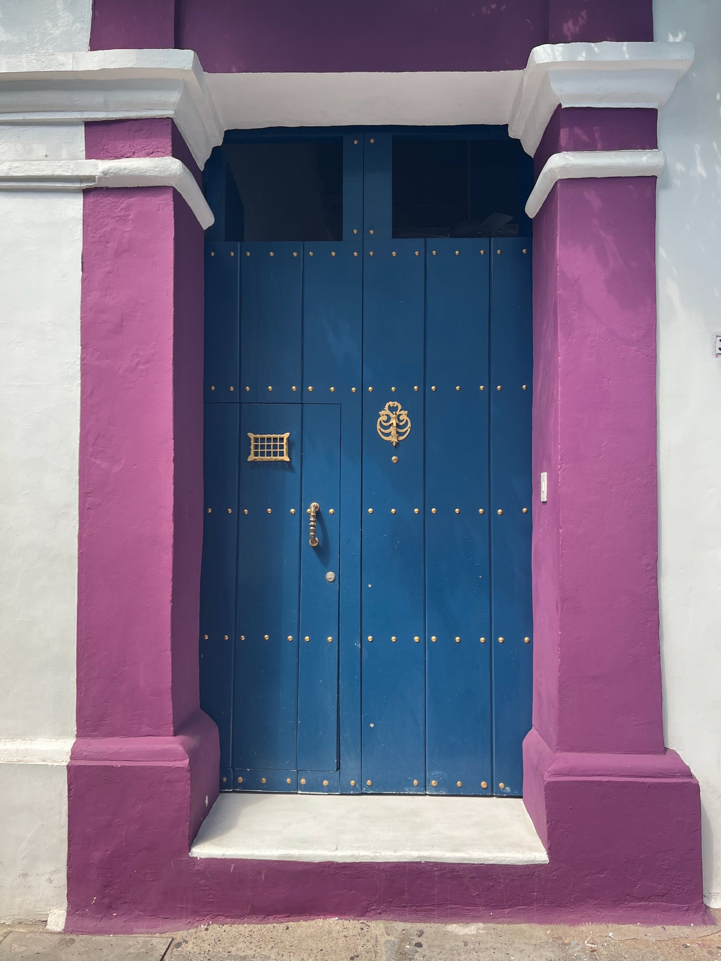 Blue door purple frame