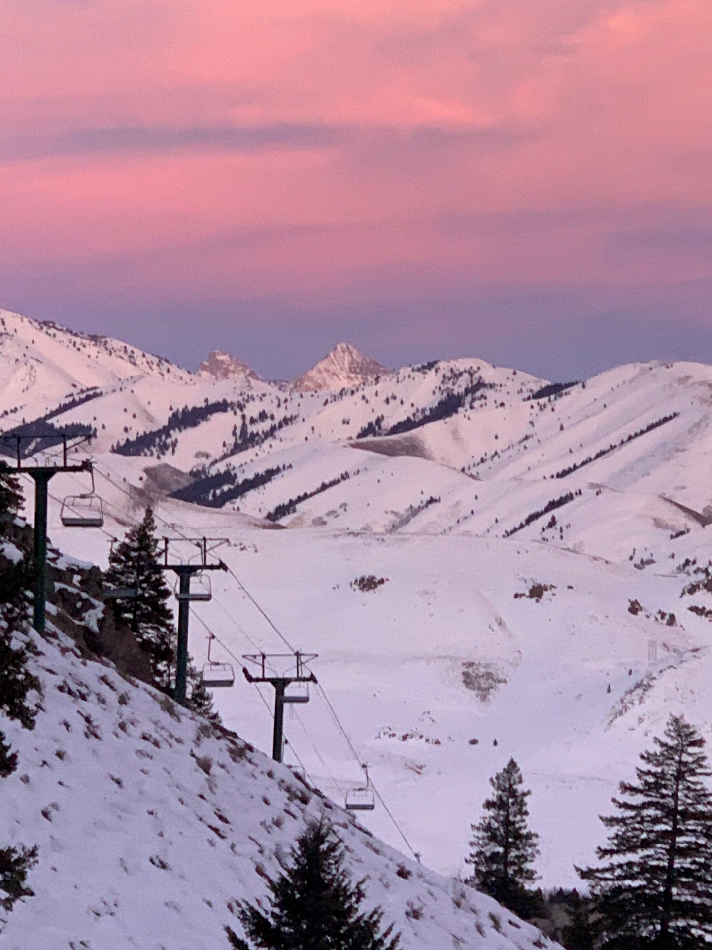 Chair lift at dusk