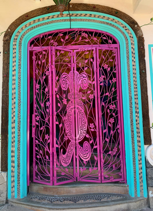 Pink grate door