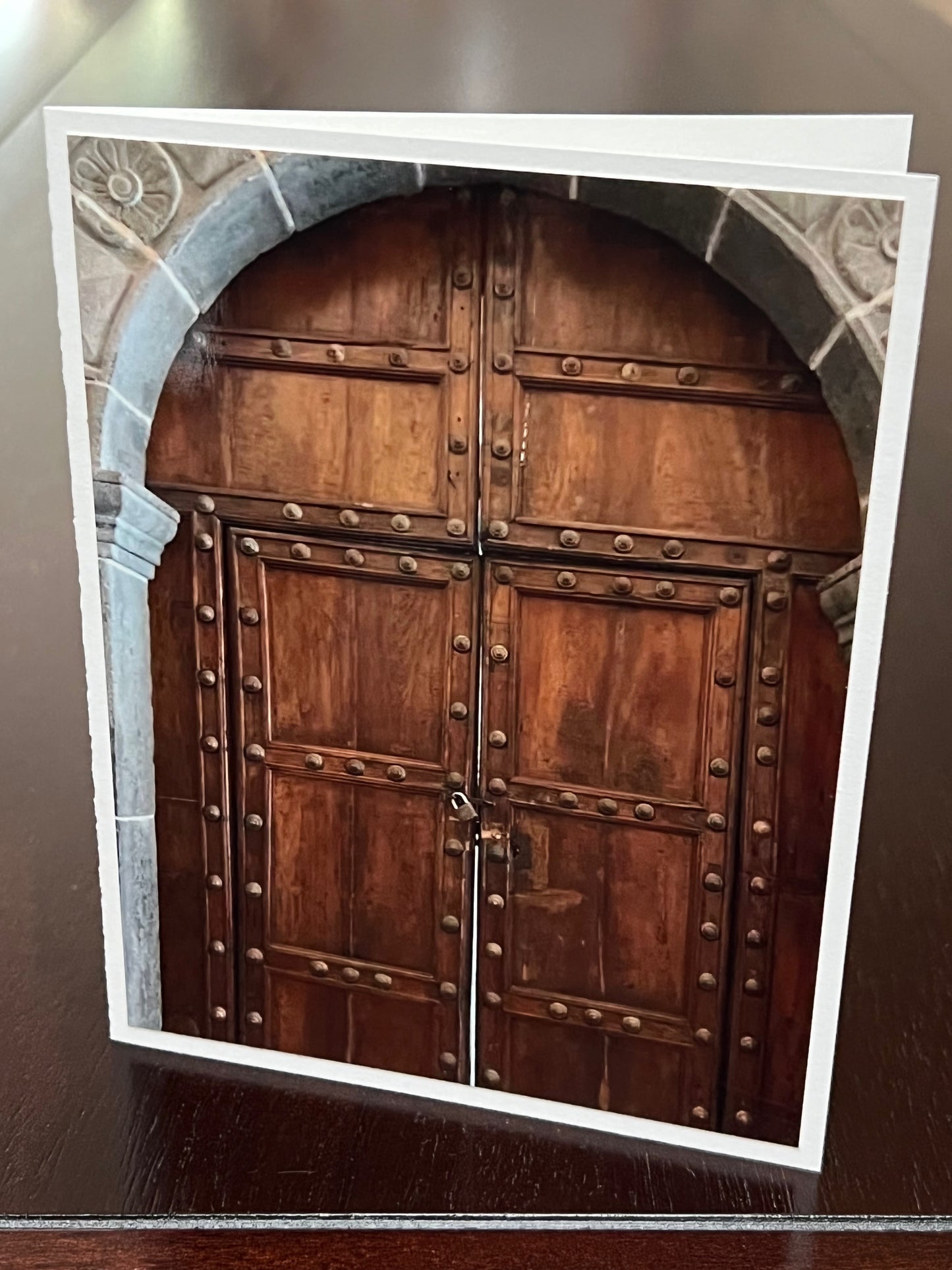 Arched wooden door